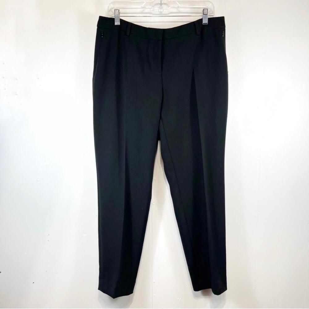 A-K-R-I-S Akris Black Wool Straight Leg Trouser Pants Size Woman's US 12